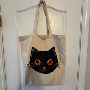 Chic Cat Face Tote Bag - Black and Tan